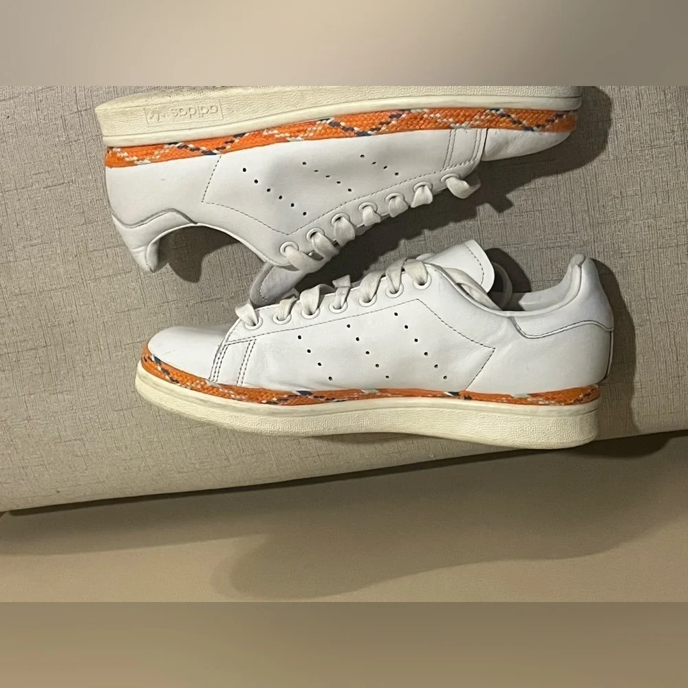 Adidas Stan Smth New Bold White and Orange Sneakers, size 7